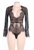 Seksowne bodystocking czarne z koronką duży dekolt O/S